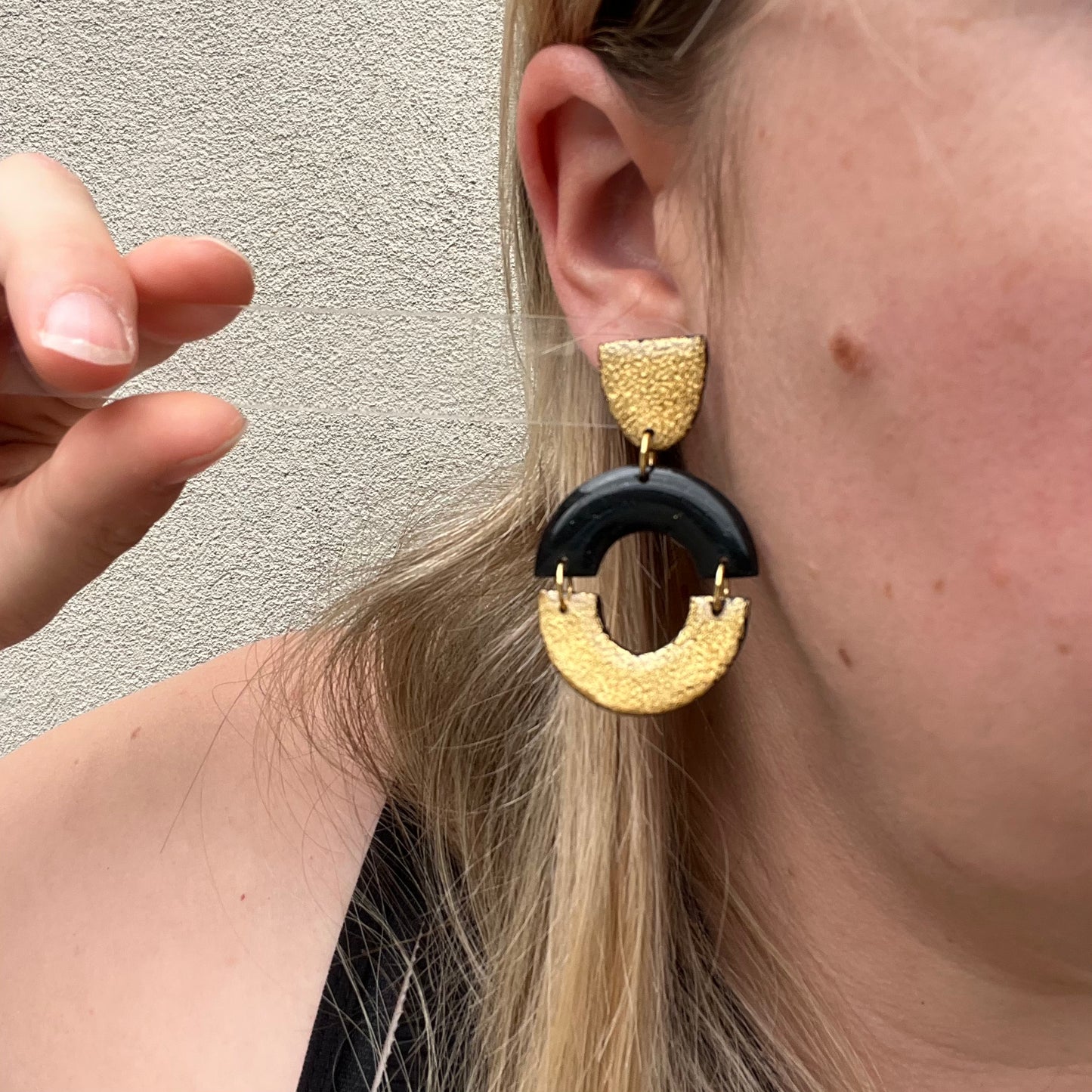 Black + Gold statement stud