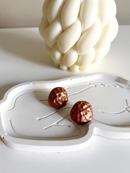 Battered copper statement stud earring 