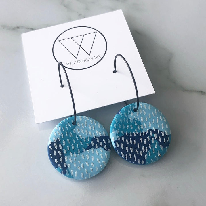 Blue Mosaic Circle hoop #1