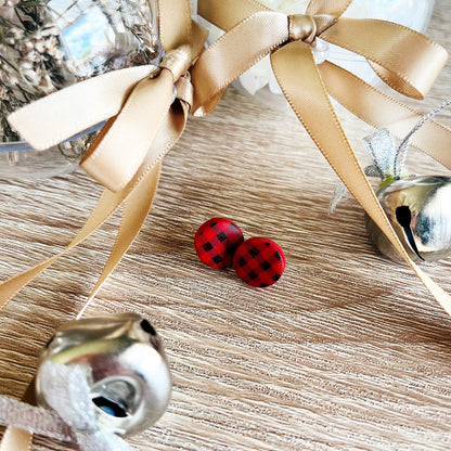 Red Gingham button stud #2